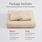 MEISHANG Muslin Duvet Cover King Size - 100% Organic Cotton, Soft Textured Gauze Weave Comforter Cover for Breathable All-Season with Zipper Closure - 3 Piece Set (King, Linen)