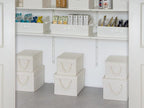 StorageWorks Storage Bins with Lids, Decorative Storage Boxes with Lid and Soft Rope Handles, Foldable Storage Baskets for Closet, Shelves, Stackable, Mixing of Beige, White & Ivory, Jumbo, 3-Pack