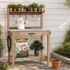 HOLTICO Potting Bench with Storage Drawer, Natural