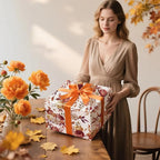 RUSPEPA Fall Floral Wrapping Paper Roll for Women Girls, Mini Roll, Vintage Rose and Autumn Bloom Bouquet Design Gift Wrap for Thanksgiving, Wedding, Birthday, Bridal Shower, 17 Inches x 16.4 Feet