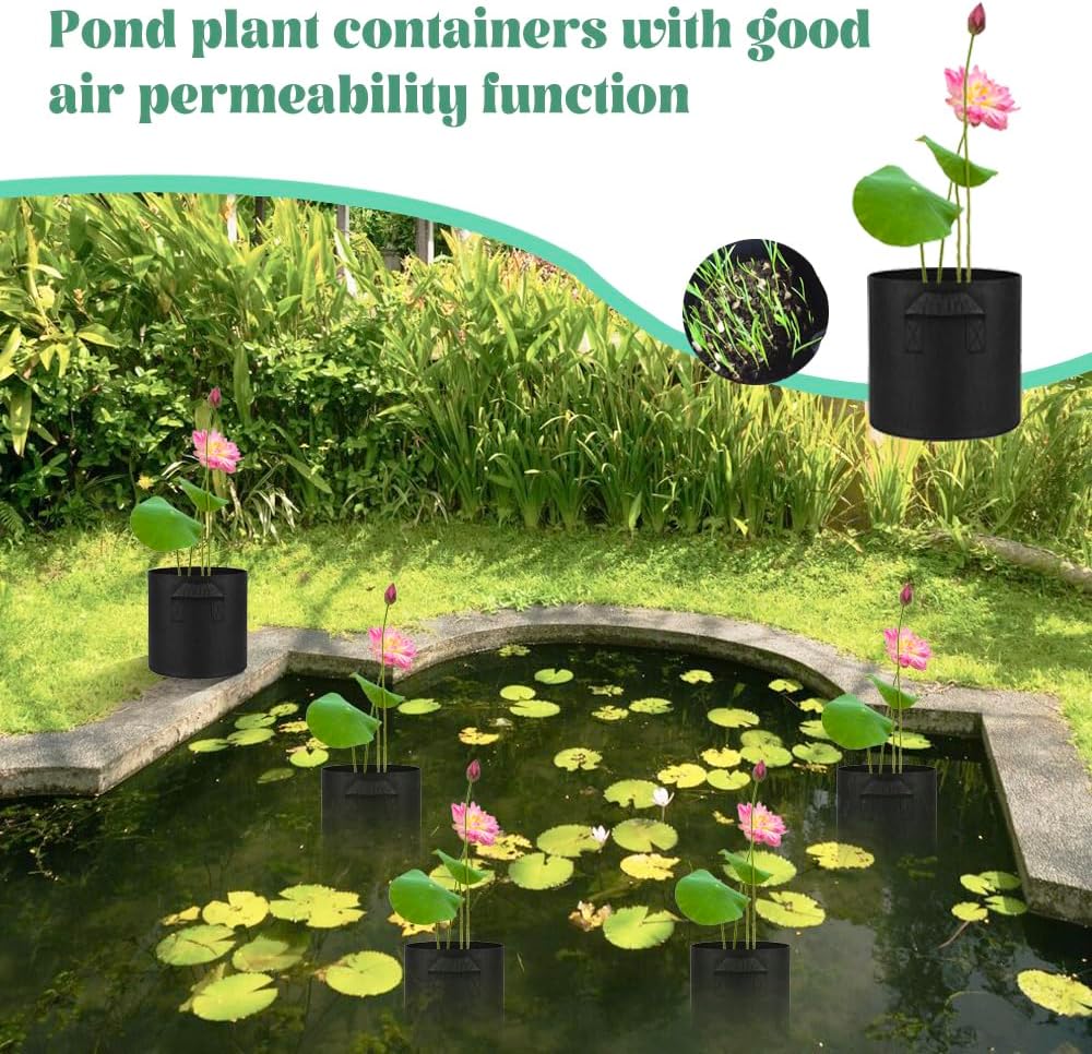 6 Pcs Lily Plant Pots for Pond, 1 Gallon Aquatic Pond Planter, Breathe Reusable Grow Bags with Handles for Aquatic Plants, Water Lily, Lotus, Potato,Onion,Flowers