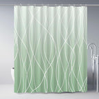 Punkray Ombre Green Striped Polyester Shower Curtain for Bathroom with Hooks, Shower Curtains for Bathroom, Waterproof Bath Accessories Hotel Style - Machine Washable 72 x 72
