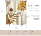 Glawry Boho Mid Century Shower Curtain Yellow Brown Abstract Tropical Palm Leaves Sun Bathroom Minimalist Geometric Arch Retro Plant 60Wx72L Inches Bath Accessories Art Home Decor Fabric 12 Pack Hooks