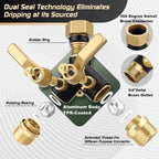 Hose Splitter 2 Way Heavy Duty, Garden Hose Splitter- Full Metal Body Y Type with Dual Shut Off Valves, 3/4" Standard Threads, Leak-Proof Dual Outlet Splitter for Sprinklers and Irrigation Systems