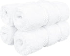 American Soft Linen Luxury Washcloths for Bathroom, 600 GSM 100% Cotton 4 Piece Turkish Wash Cloth Set, 13x13 in Soft Rags for Body and Face, White Washcloths