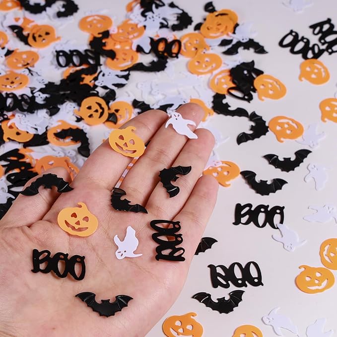 Halloween Party Table Scatter Confetti, 3000 Pcs Black and White BOO Foil Metallic Confetti for Halloween Party Table Decorations