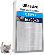 UBeesize 16x25x5 Reusable Electrostatic Air Filter HVAC AC Furnace Filter,Washable, Lasts a Lifetime,Permanent Filter,for Honeywell FC100A1029, Lennox X6672, Carrier(Actual Size:15.75x24.69x4.33 Inch)