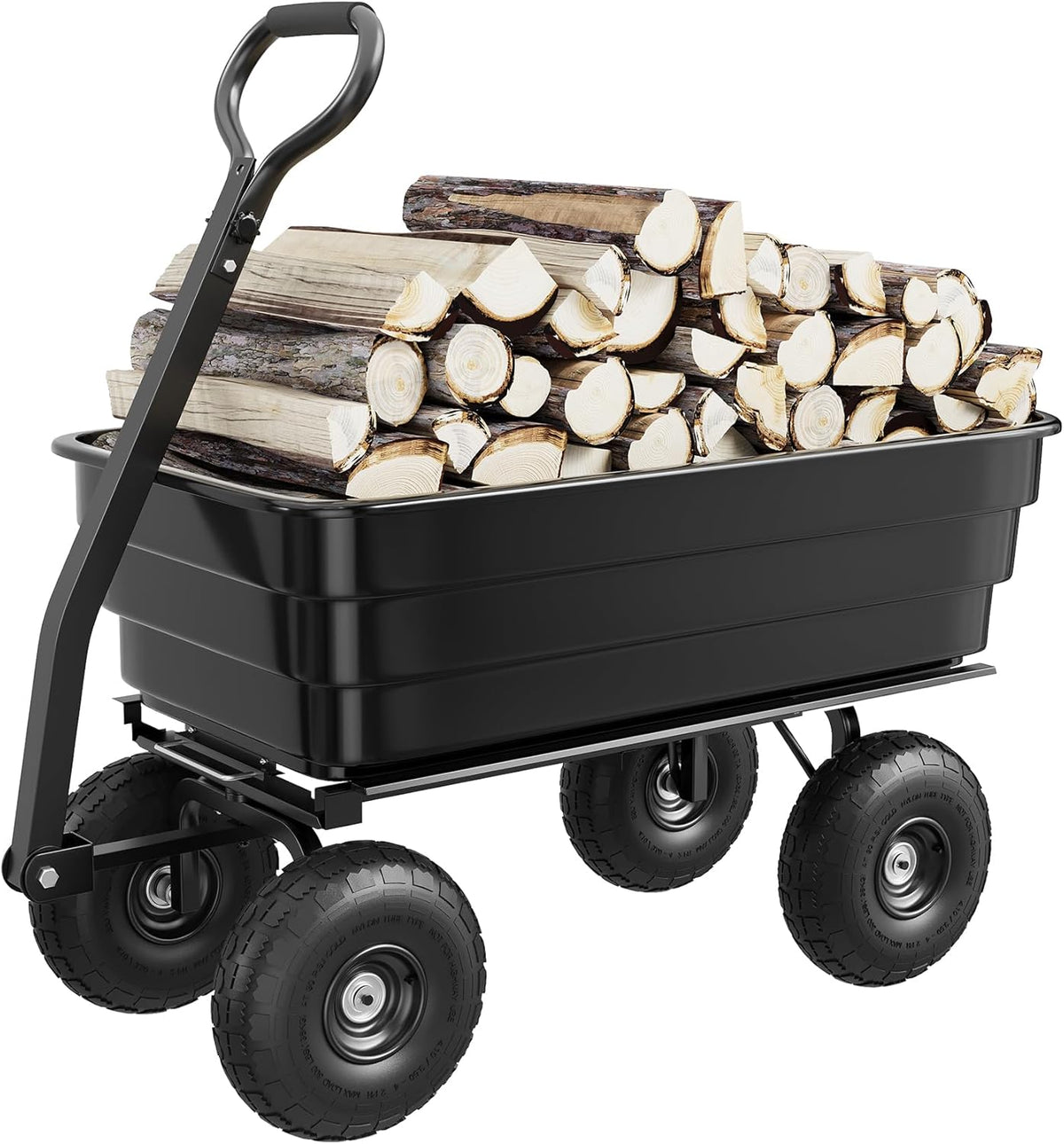 GarveeLife Poly Dump Cart - Heavy Duty 1200lbs Garden Cart with Quick-Release Dumping 13" Tires, Utility Wagon for Yard Work, Landscaping, Gardening