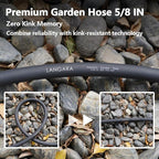 Heavy Duty Premium Garden Hose 25ft x 5/8", 300PSI Working, 1000PSI Burst, Hybrid Rubber Water Hose with Transparent Swivel Handle - Hot/Cold Water - Five Layered Braiding with Brass fittings (Black)
