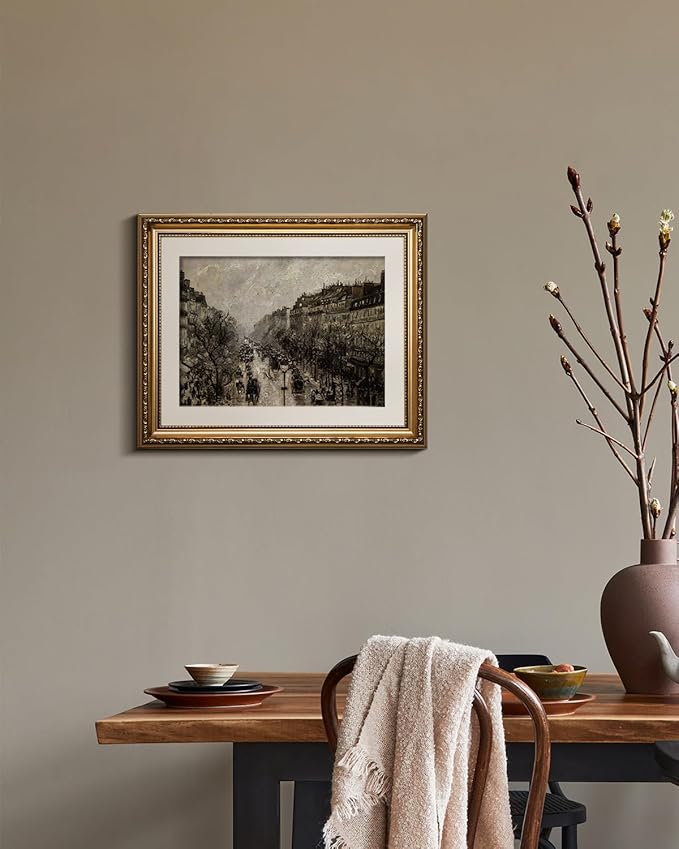 VIYYIEA Gold Framed Wall Art Canvas Print Home Decor for Living Room Classical Cityscape Artwork Wall Decorations Vintage Canvas Prints Parisian Street Bathroom Farmhouse Wall Pictures Office 13x16in