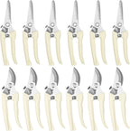 12 Pcs Garden Shears Flower Scissors Pruning Shears Floral Garden Clippers Hand Pruners Branch Cutter Gardening Tools for Plants Cutting, Trimming, Fruits Picking(Bypass, Straight)