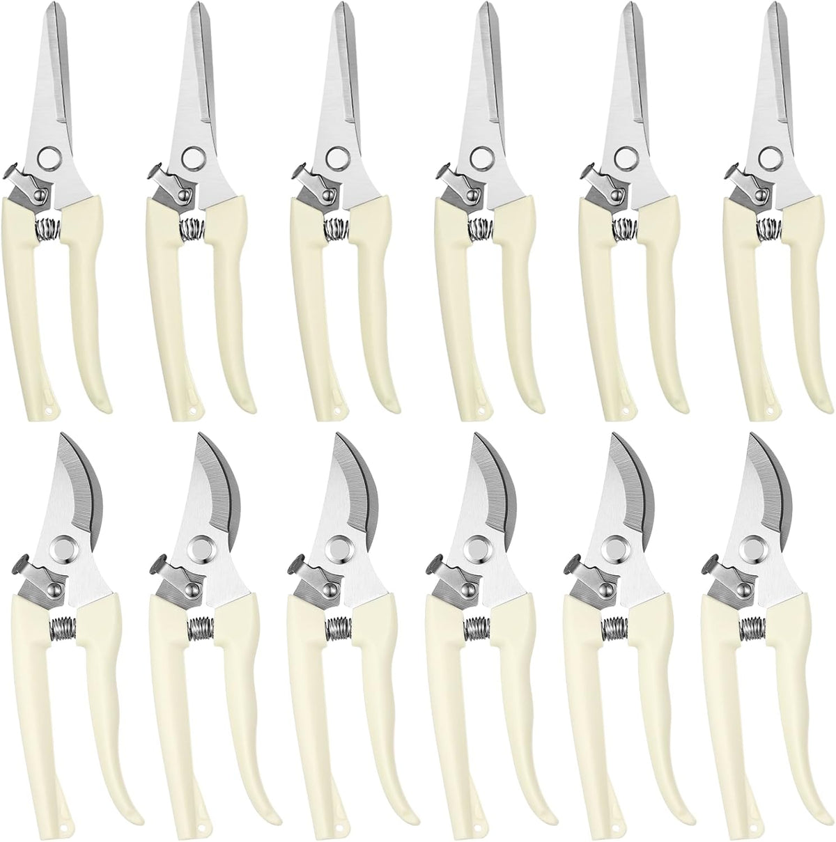 12 Pcs Garden Shears Flower Scissors Pruning Shears Floral Garden Clippers Hand Pruners Branch Cutter Gardening Tools for Plants Cutting, Trimming, Fruits Picking(Bypass, Straight)