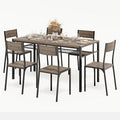 Gizoon Dining Table Set for 6 with Chairs, 7-Piece Kitchen Table Set for Small Space, Apartment, Kitchen, Dining Room, Space-Saving