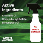 Exterminators Choice Moth Defense Spray - 32 fl oz - Natural Lemongrass & Citronella - Moth Spray - Safe Around Kids & Pets