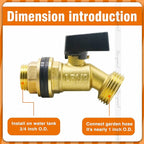3/4 inch bulkhead spigot for rain barrel, brass water barrel spigot for outdoor water bucket and garden hose fitting, 55 gallon drum accessories (1 pc)