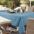 Outdoor Tablecloth Wrinkle-Free Stain Resistant Waterproof Polyester Fabric Table Cover with Zipper Umbrella Hole for Picnic/Party/Dinner/Patio Garden(60×84inch,Zippered,Water Blue)