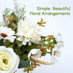 Epicpetal Fake Flowers in Vase, Artificial Pink Flowers in Vase for Decoration Faux Flowers Fake Floral for Home Decor Indoor Dining Table Centerpiece (White)