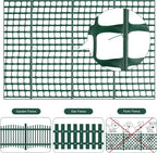 Plastic Garden Fencing Roll Safety Construction Barrier Outdoor Snow Mesh Fence Garden Netting, 1.2 Inch Mesh, Coated Iron Wire Support Stakes, Cable Ties for Garden (Green,2 x 100 Feet)