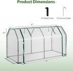 Mini Greenhouse, Portable Garden Greenhouse with All-Weather PE Cover & Zippered Roll-up Door, Indoor & Outdoor Green House for Vegetables, Flowers, Fruits & Herbs