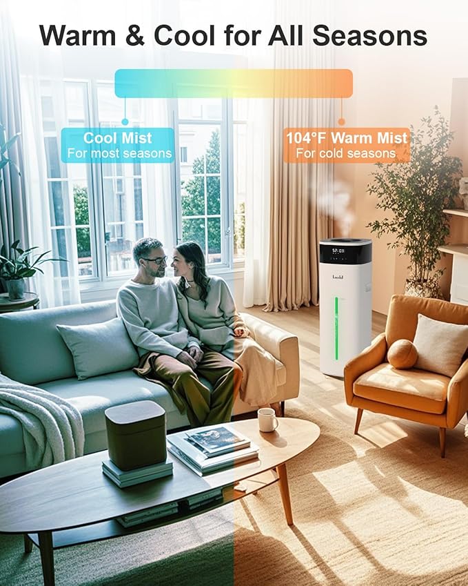 Humidifier Large Room 5.3Gal/20L - Cool and Warm Mist Humidifiers for Home 2000 sq ft, Air Humidifiers for Bedroom with Diffuser&Extended Tube, Whole House Humidifiers for Nursery Baby Plants