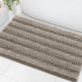 H.VERSAILTEX Bath Mats for Bathroom Non Slip Extra Thick Chenille Striped Bath Rug 24" x 36" Absorbent Non Skid Fluffy Soft Shaggy Rugs Washable Dry Fast Plush Mats for Indoor, Bath Room, Tub - Taupe