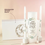 Unity Candles for Wedding, Modern Unity Set, Custom and Personalized Pillar and Taper Candles with Quote, Unscented White Premium Wax, Religious and Wedding Ceremony, Special Events (Custom Date)