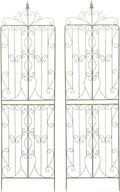 Sungmor 2 Pack Large Garden Trellis for Climbing Plants, 92.5 Inch Tall Rustic Green Garden Metal Trellis, Decorative Trellis for Outdoor Rose Vines Cucumbers Support, Greenhouse, Flowerbed, Backyard