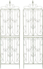 Sungmor 2 Pack Large Garden Trellis for Climbing Plants, 92.5 Inch Tall Rustic Green Garden Metal Trellis, Decorative Trellis for Outdoor Rose Vines Cucumbers Support, Greenhouse, Flowerbed, Backyard