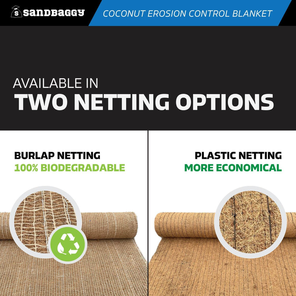 Sandbaggy Coconut Erosion Control Blanket – 3.75 ft x 120 ft Coir Mat for Soil Retention, Slope Stabilization, Plant Growth & Ground Cover – Ideal for Hillsides & DOT Projects - 5 Rolls (2,250 sq ft)