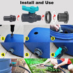 Rain Barrel Spigot PVC Faucet Kit with Bulkhead Fitting, Ball Valve, Garden Hose Barb Adapter, Pipe Clamps, Thread Seal Tape (for 25mm ID Hose)