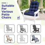Outdoor Adirondack Chair Cushions Set of 2 Waterproof Rocking Chair Cushion Black 47 * 19.68 * 3.9" Tufted Thick Patio Chair Seat Cushion for Indoor Outdoor Furniture