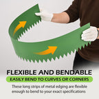 Landscape Edging Kit, Galvanized Steel Edging Landscape Lawn Edging Powder for Lawn Yard, Coated Bendable Metal Strips, No-Dig Hammer-in Edging Border w/Clips (6 INCH 6 PCS, Green)