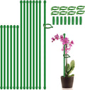 Plant Stakes 17inch &11inch SupKing Adjustable Length Plant Support Stake 16Pcs Green Orchid Stick with Clips for Indoor Outdoor,Garden Pole for Potted Tomato Amaryllis Vegetables Comes with 20 Ties