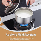 P&P CHEF 1 & 2 Quart Saucepan, Stainless Steel Saucepan with Lid, Small Sauce Pan for Home Kitchen Restaurant Cooking, Easy Clean and Dishwasher Safe