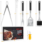 Grill Accessories Kit, Stainless Steel Grill Tool Set with 4-in-1 BBQ Spatula, Fork, Tong, Brush, Skewers, Silicone Corn Holders, Grilling Gift Set for Men and Women