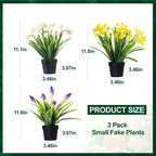 3 Pack Fake Small Plant Artificial Potted Flowers for Home Decor Fake Flower Plant Greenery Mini Faux Plant for Indoor Bedroom Living Room Office Shelf Bathroom Farmhouse Decor (Type 8)
