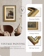 VIYYIEA Gold Framed Wall Art, After Noon Canvas Print Home Decor Vintage Art Painting Picture Bathroom Wall Decor, Potted Plant Artwork for Living Room Bedroom Kitchen Office - 14L x 11W