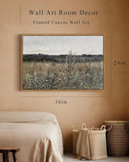 InSimSea Framed Canvas Wall Art, Landscape Art, Meadow with Flowers, Modern Farmhouse Decor, Cottagecore Bedroom Bathroom Office Decor, 24"x36"