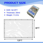 Clear Tarp 8 x12FT, 20 Mil Clear Vinyl Tarp, Small Cover Plastic Sheeting with Grommets, Double-Stitched Reinforced Edges, Heavy Duty Tarps Waterproof and Tearproof