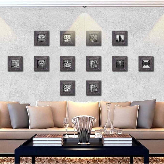 RPJC 4x4 inch Picture Frame Made of Solid Wood High Definition Glass for Wall Mounting Photo Frame Driftwood Finish