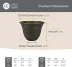 The HC Companies Sierra Round Self-Watering Pot - Lightweight Plastic Planter for Herbs & More - Durable Plant Pots for Indoor Plants & Outdoor Plants (16” Black Onyx, Pack of 2)