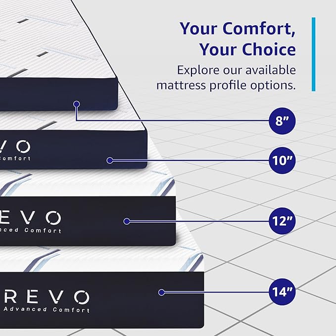 REVO Sleep Gel Memory Foam Mattress, 10-Inch California King – Cooling Gel Foam Mattress with Supportive Pressure Relief and Breathable Comfort – Deep, Restorative Sleep
