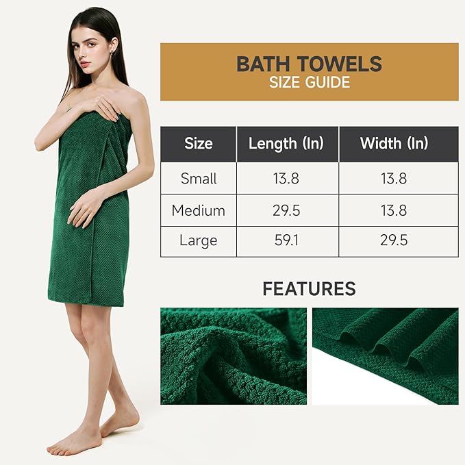 REDKISS Soft 6 Piece Bath Towel Set - 2 Bath Sheets, 2 Hand Towels, 2 Washcloths - Highly Absorbent, Quick Dry, Lightweight Towel Sets Collection, Premium Dark Green Towels for Bathroom, Gym & Spa