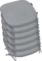 SleepMan Outdoor 17"x16" Chair Cushions with Ties Set of 6, Water Resistant All Weather U-Shape Seat Pads for Patio Garden Furniture Indoor Fade Resistant Patio Cushions (Light Grey)