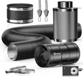 Hon&Guan 4" Air Filtration Kit: 4 Inch Inline Duct Fan with Speed Controller, 10" High Carbon Filter, 8 Ft Ducting & Rubber Coupler, Ventilation System for Grow Tents, Indoor Gardening, Hydroponics