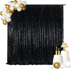 SquarePie Sequin Backdrop Less Transparent Background Sparkly Curtain for Wedding Halloween Party 4FT x 7FT Black