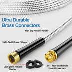 SPECILITE 100 ft 304 Stainless Steel Garden Hose Metal Heavy Duty Water Hose, Flexible Water Hose Pipe with 3/4" Solid Brass Connectors, No-Expandable Garden Hoses with Rubber Grip for Yard, Outdoor