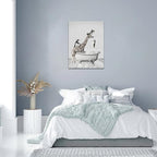 Funny Giraffe And Penguin Bathroom Wall Art - Kids Bathroom Wall Decor Animals In Bathtub Canvas Prints Artwork Paintings - Framed