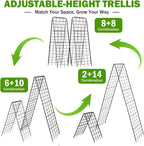 Heavy Duty 50"x17" Adjustable A-Frame Trellis for Climbing Plants – Rust-Proof Metal Garden Trellis with Dense Grid Design, Perfect for Raised Beds, Tomatoes, Cucumbers & Outdoor Vines (Black, 2 Pcs)