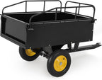Garvee Heavy Duty Tow Behind ATV Trailer Steel Dump Cart 500 LB, 10-Cubic Feet Capacity Garden Utility Trailer with Removable Tailgate for Riding Lawn Mower Tractor
